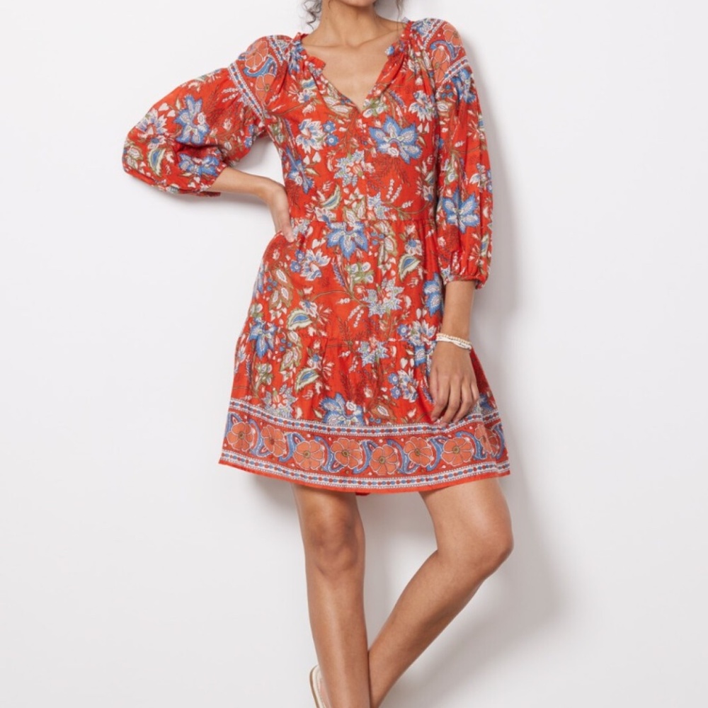 Velvet by Graham and Spencer Lilah Dress in Red Floral/Rouge (XS)